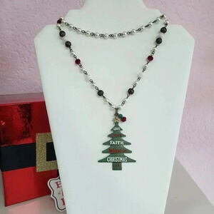 Metal Christmas Tree Long Necklace